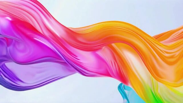 White wavy lines float over a liquid-like background, colors of the rainbow. The combination of dynamic colors and smooth line vibrant energetic aesthetic, 4k Minimalist Luxury Background Video