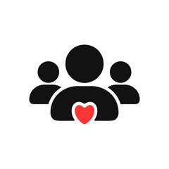 Volunteers with red hearth vector icon design. 