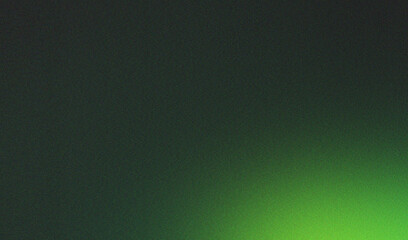 Green white illuminated spots on black, grainy color gradient background, noise texture effect, copy space