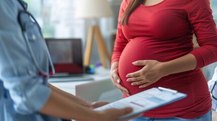 A doctor is standing behind her