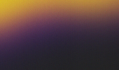 Yellow purple illuminated spots on black, grainy color gradient background, noise texture effect, copy space