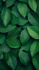 Obraz premium A close-up of a cluster of tropical green leaves