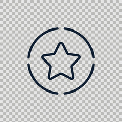 Star target outline icon flat vector illustration isolated on transparent background. Editable stroke, star in circle, black and white sign. 