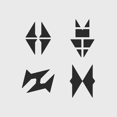 Abstract Sharp Dangerous Bold Logo Collection Vector Set