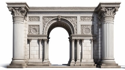 Obraz premium A detailed architectural archway with ornate columns and carvings, symbolizing grandeur.