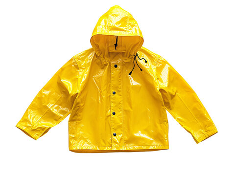 a yellow rain jacket with a hood