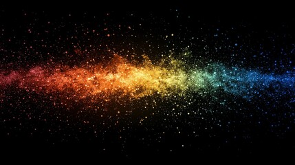 Obraz premium Vibrant Cosmic Explosion of Colorful Particles in the Night Sky