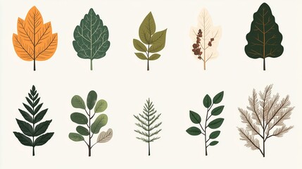 A collection of various leaf shapes and colors arranged in a creative display for artistic inspiration