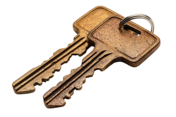 Close-up of a Vintage Key with Key Ring