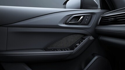 Close-up of Car Door Panel with Window Focus