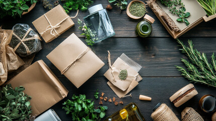 Small businesses thriving in a green economy, offering eco-friendly products and services, with customers supporting sustainable practices