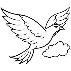Vector Art Depicting a Bird Soaring High Over a Snowy Forest with Sparkling Snowflakes

