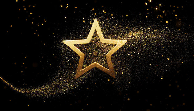 Star made of gold particles on black background. Magic geometric shape. Abstract backdrop for design - Powered by Adobe