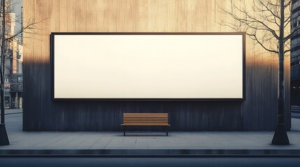  Billboard on the background of a wall on the street.  blank advertising banner mockup. City horizontal ad. 