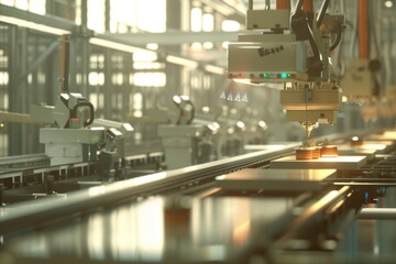 Fototapeta premium Customizable manufacturing environment with digital control systems enabling agile response