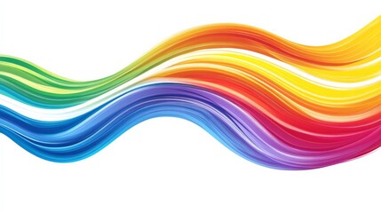 Fototapeta premium Vibrant Rainbow Waves Flowing Across a White Background