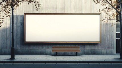 Billboard on the background of a wall on the street.  blank advertising banner mockup. City horizontal ad. 