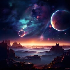 the moon over the mountains