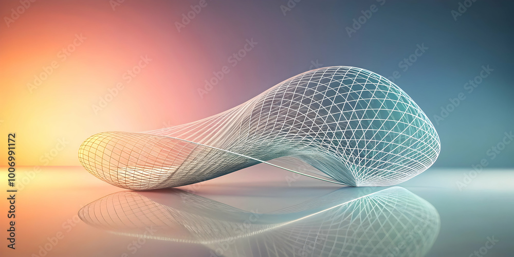Poster abstract flow: mesmerizing 3d render of a dynamic, intertwined structure. a captivating visual of fl