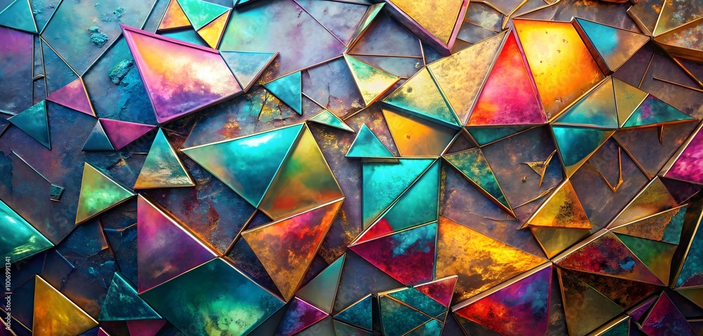 Canvas Prints chromatic chaos: abstract metallic triangles