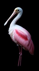 Roseate Spoonbill Bird on Black Background, Photo Realistic, Wallpaper, Cover and Screen for Smartphone, PC, Laptop, 9:16 and 16:9 Format © LeoArtes