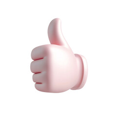 Glossy Pink Thumbs Up 3D Icon on White Background
