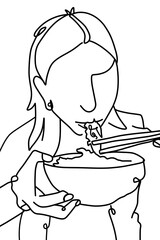 One continuous line,  foodie