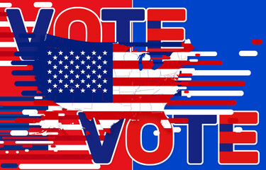 creative vote design red and blue as democrats and republicans for the presidential elections in the USA, United States of America, isolated design banner background
