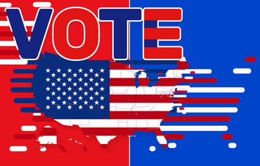Obraz premium creative vote design red and blue as democrats and republicans for the presidential elections in the USA, United States of America, isolated design banner background