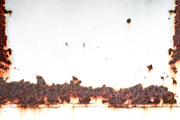 Rust on white metals plate texture.Corrosive grunge rusted on old iron.The pattern of grunged rust...