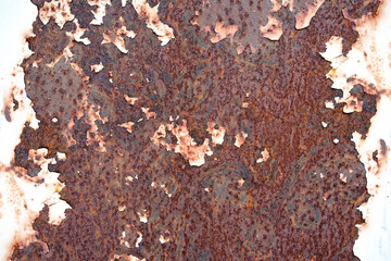 Rust on white metals plate texture.Corrosive grunge rusted on old iron.The pattern of grunged rust on wall use as illustration for presentation background.Rusty corrosion and oxidized background.