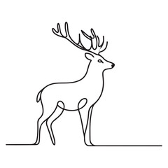single one line deer silhouette on white background

