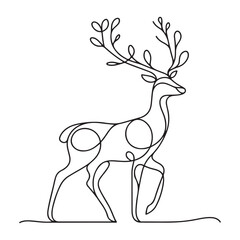 single one line deer silhouette on white background
