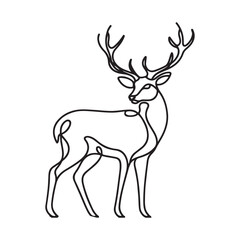 single one line deer silhouette on white background
