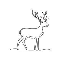 single one line deer silhouette on white background
