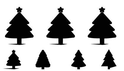 set of christmas trees