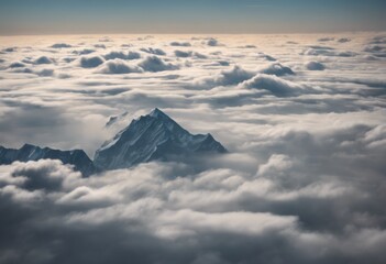 Shot of the Himalayan mountains in the clouds