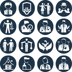 Doctor icon set vector silhouette image, generative AI