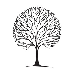 Naklejka premium single one line tree silhouette on white background 