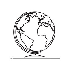 single one line globe silhouette on white background
