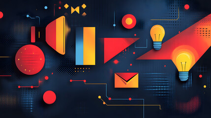 Flat-Design Marketing Solutions Header