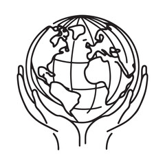 single one line globe silhouette on white background
