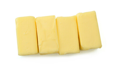 Piece of cheese isolated on a white background