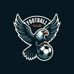 Eagle Football logo design, eagle carrying a ball, soccer logo concept