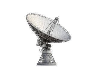 Large satellite dish antenna, isolated on a white background.   PNG transparent.