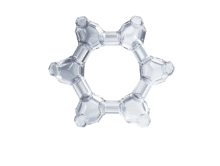 Transparent molecular structure in 3D, isolated on a white background.   PNG transparent.