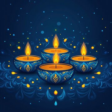 Colorful Happy Diwali Festival of Lights Poster Template with Decorative Diya Lamp Vector Illustration