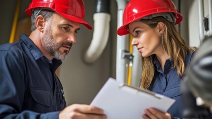 An electrician explaining the details of an electrical service plan to a homeowner, showing them the necessary steps to keep their system safe,