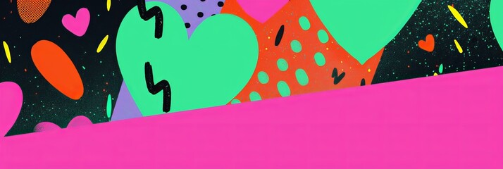 Colorful heart pattern with bold geometric shapes and abstract designs