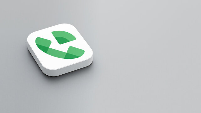 An icon of the Google Voice logo on a gray background, a white square with rounded corners, a minimalistic design, 3D rendering.